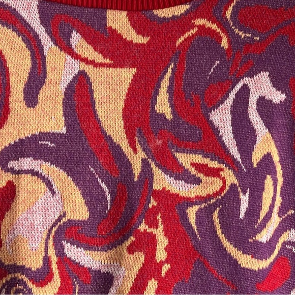 Zara Women's Jacquard knit sweater geo print Sz Medium Cropped - Picture 2 of 7